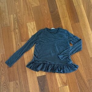 Crewcuts Dark Blue Ruffle Long Sleeve Tee